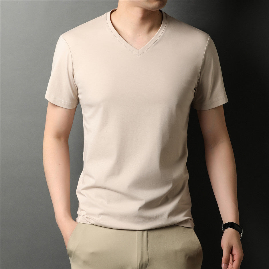 Camiseta Masculina de Algodão Com Gola V - Loja2