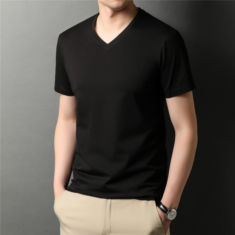 Camiseta Masculina de Algodão Com Gola V - Loja2