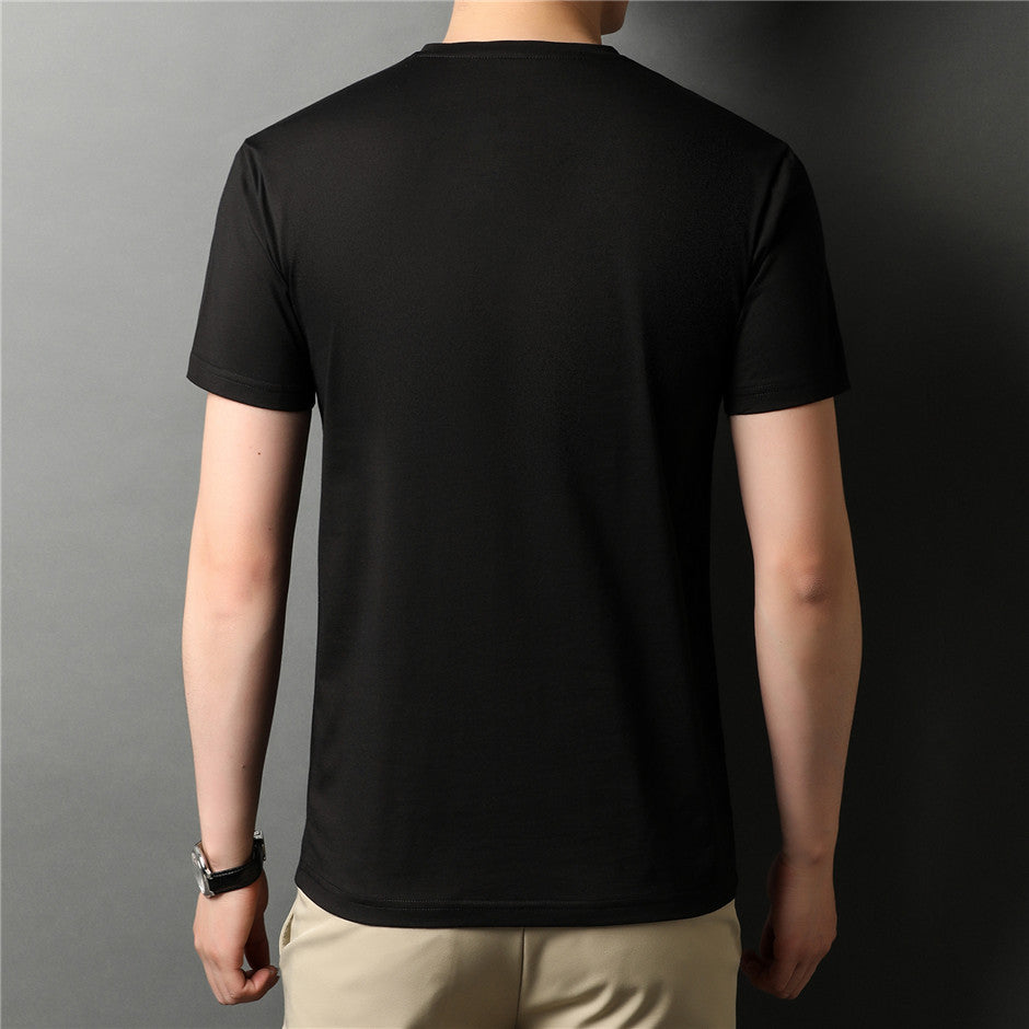 Camiseta Masculina de Algodão Com Gola V - Loja2