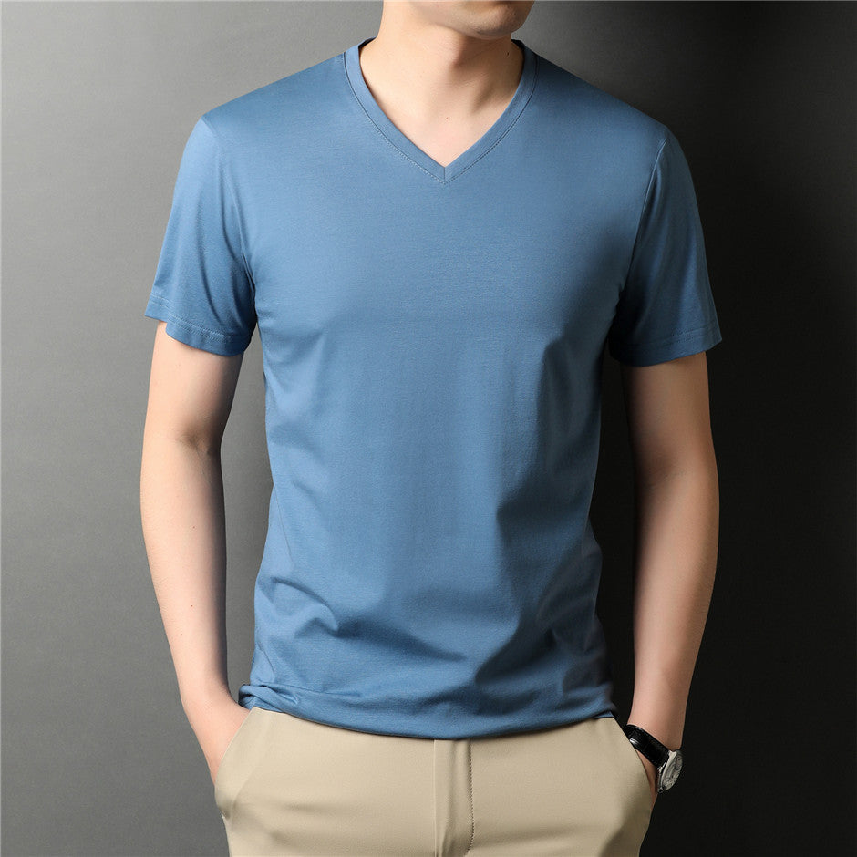 Camiseta Masculina de Algodão Com Gola V - Loja2