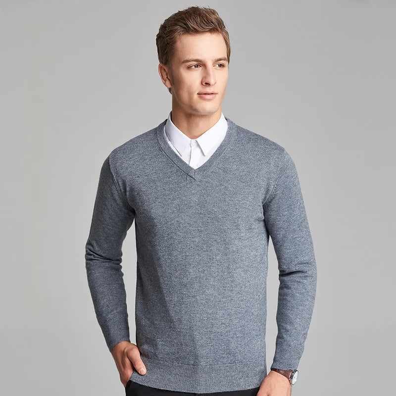 Suéter Masculino Business Gola V - Loja2