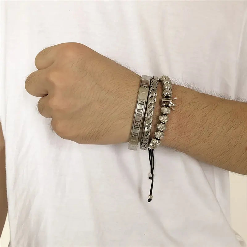 Kit Pulseiras Masculinas de Luxo Galliano Roman GL03 - Loja2