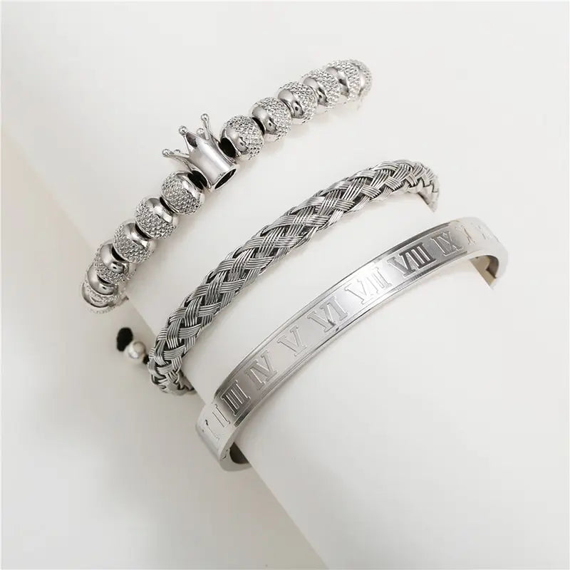 Kit Pulseiras Masculinas de Luxo Galliano Roman GL03 - Loja2