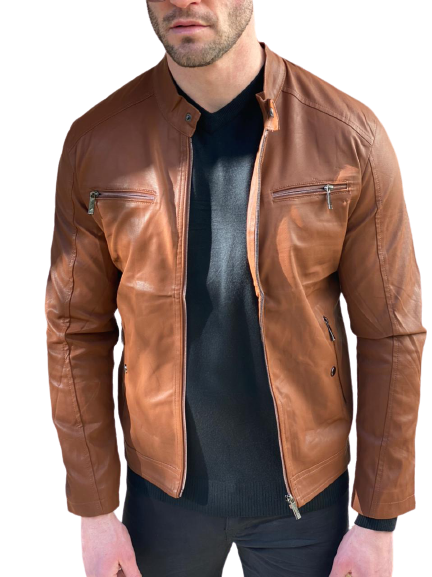 Jaqueta de Couro Masculina Premium + brinde