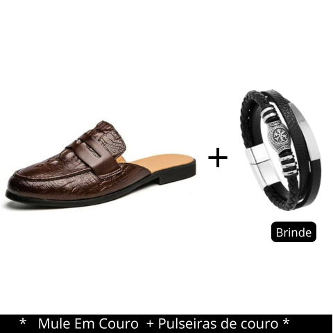 Mule Em Couro Masculino + brinde