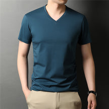 Camiseta Masculina de Algodão Com Gola V - Loja2