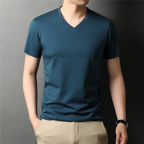 Camiseta Masculina de Algodão Com Gola V - Loja2