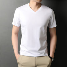 Camiseta Masculina de Algodão Com Gola V - Loja2