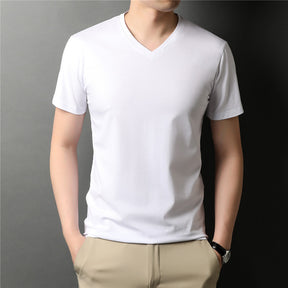 Camiseta Masculina de Algodão Com Gola V - Loja2